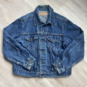 Vtg 80s LEVI'S TYPE 3 Made in Canada Dark DENIM JACKET Size 46
